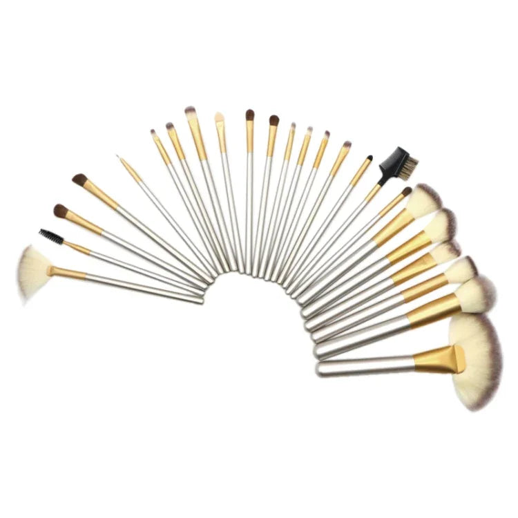 Trousse de 24 pinceaux de maquillage professionnels beiges de haute qualité, taille : 25,4*52,6 cm, beige
