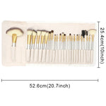 Trousse de 24 pinceaux de maquillage professionnels beiges de haute qualité, taille : 25,4*52,6 cm, beige