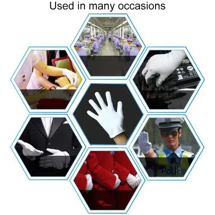 12 paires de gants de travail en pur coton, épaisseur moyenne, taille unique