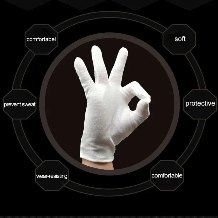 12 paires de gants de travail en pur coton, épaisseur moyenne, taille unique