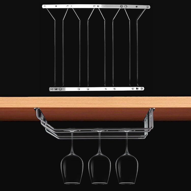 MICLAN Porte-verres à vin suspendu en acier inoxydable à quatre rangées, Taille : 34*38*43cm, Taille : 34*38*43cm