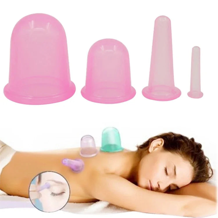 4 en 1 ventouses de massage corporel en silicone à vide pour soins de santé, couleur aléatoire, 4 en 1