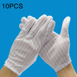 10 paires de gants en plastique antistatiques à rayures, taille : taille unique, gants en plastique