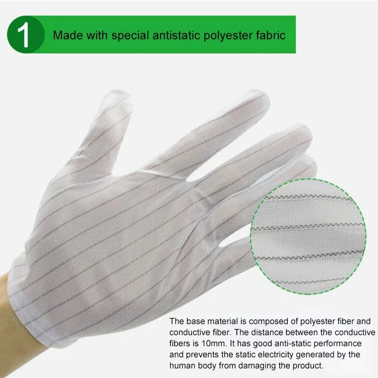 10 paires de gants en plastique antistatiques à rayures, taille : taille unique, gants en plastique