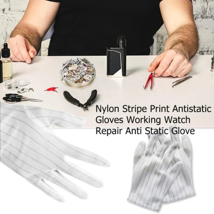 10 paires de gants en plastique antistatiques à rayures, taille : taille unique, gants en plastique