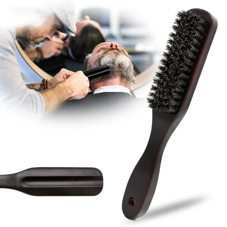Brosse à barbe pour hommes avec manche en bois, anti-statique, outils de coiffure de salon de barbier, brosse à barbe