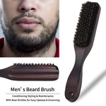 Brosse à barbe pour hommes avec manche en bois, anti-statique, outils de coiffure de salon de barbier, brosse à barbe