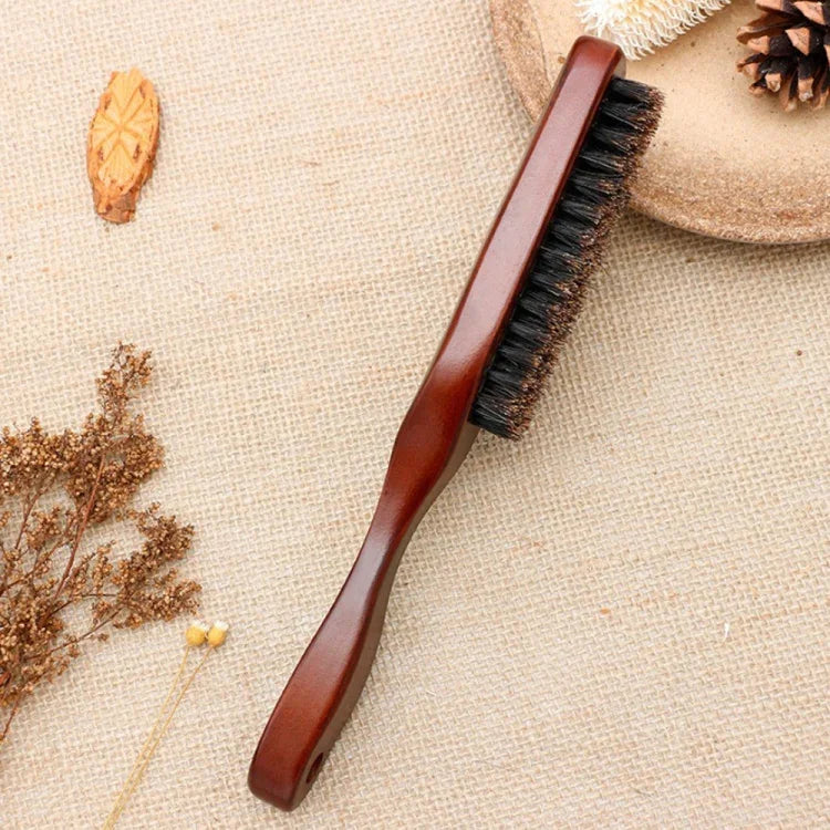 Brosse à barbe pour hommes avec manche en bois, anti-statique, outils de coiffure de salon de barbier, brosse à barbe