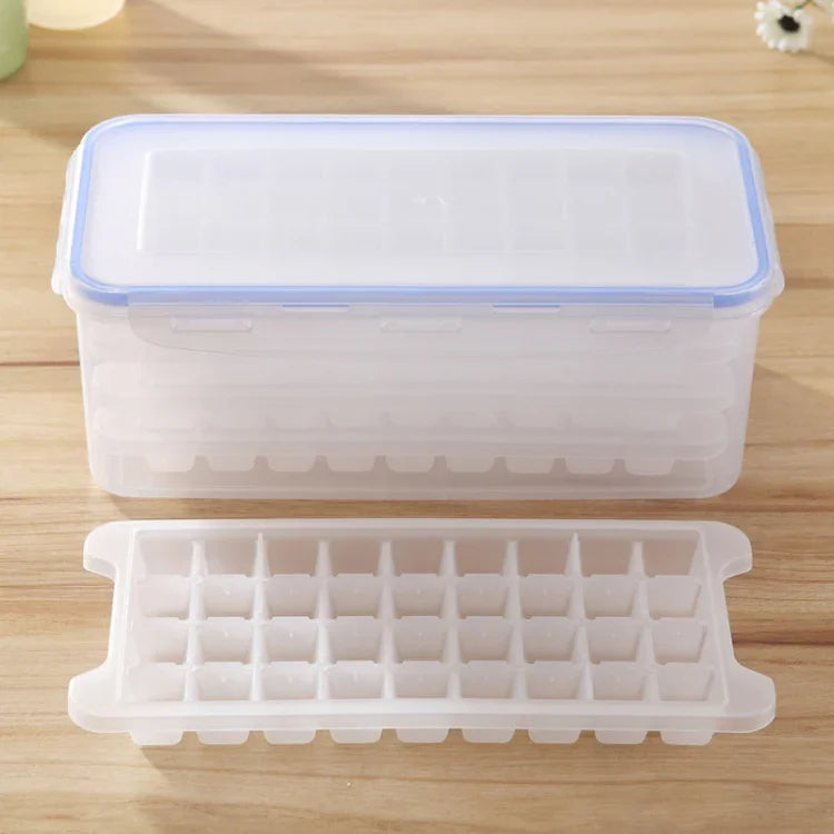 Bac à glaçons carrés de petite taille, moule multicouche avec couvercle, boîte de rangement pour glaçons, 4 couches, 4 couches