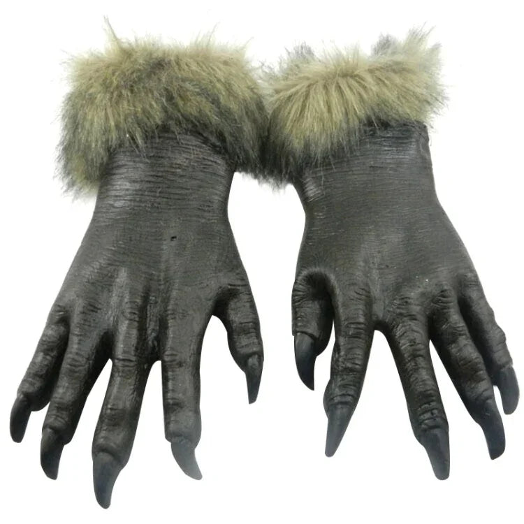 1 paire de gants de loup en latex pour décoration d'Halloween, gants de loup pour festival d'Halloween, fête, mascarade