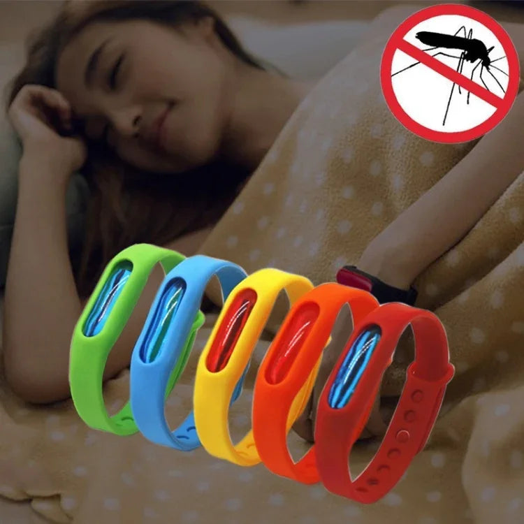 5 PCS Bracelets répulsifs anti-moustiques en silicone avec boucle, adaptés aux enfants et adultes, longueur : 23 cm, couleur aléatoire