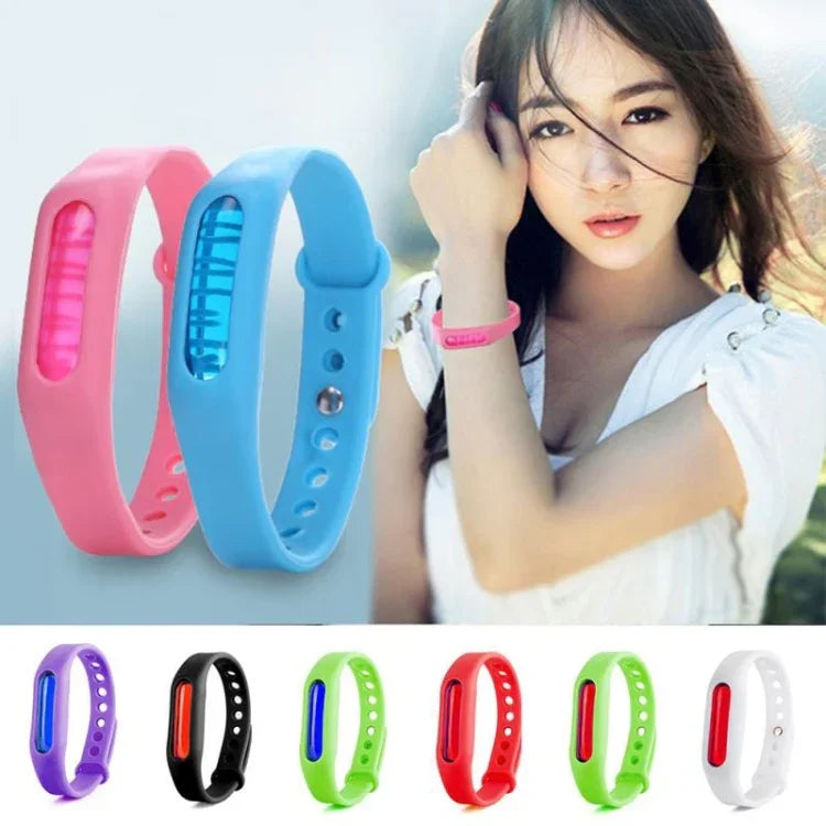 5 PCS Bracelets répulsifs anti-moustiques en silicone avec boucle, adaptés aux enfants et adultes, longueur : 23 cm, couleur aléatoire