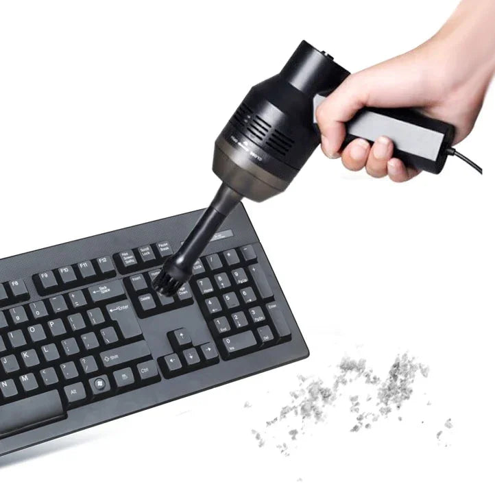 HK-6019A Aspirateur portable USB puissant 3,5 W, brosse de nettoyage pour clavier d'ordinateur, collecteur de poussière, kit de nettoyage manuel pour ordinateur portable/animaux domestiques, longueur du câble USB : 1,8 m, DC 5 V (noir)