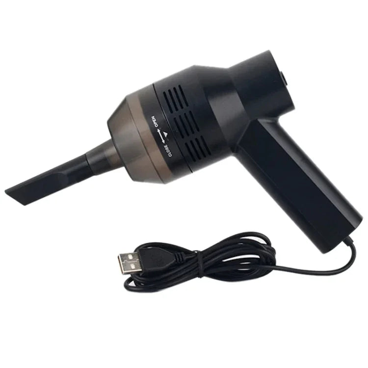 HK-6019A Aspirateur portable USB puissant 3,5 W, brosse de nettoyage pour clavier d'ordinateur, collecteur de poussière, kit de nettoyage manuel pour ordinateur portable/animaux domestiques, longueur du câble USB : 1,8 m, DC 5 V (noir)
