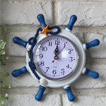 Horloge murale décorative en forme de roue de gouvernail en bois pour salon, taille : 22*22*2.5cm, HC5673A, HC5673B