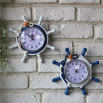 Horloge murale décorative en forme de roue de gouvernail en bois pour salon, taille : 22*22*2.5cm, HC5673A, HC5673B