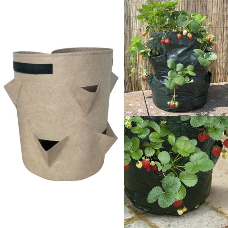 Sac de plantation de fraises en feutre non tissé à 3 poches 18L / 5 gallons, taille : 23X28cm, taille : 23X28cm