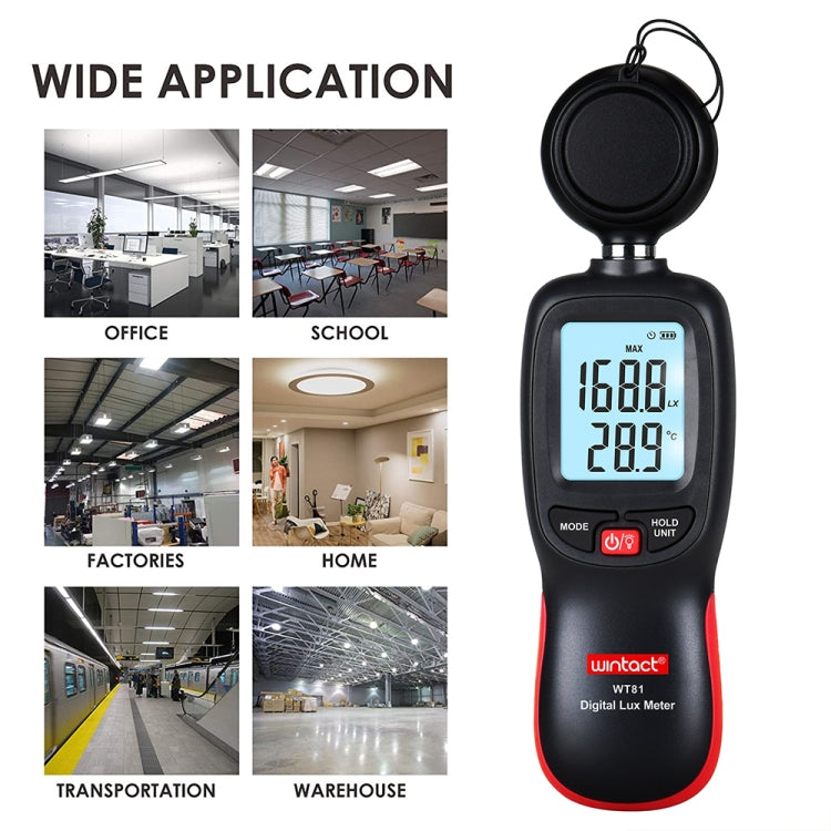 Luxmètre numérique Wintact WT81 pour usine / école / maison, diverses occasions, plage : 0-200 000 Lux