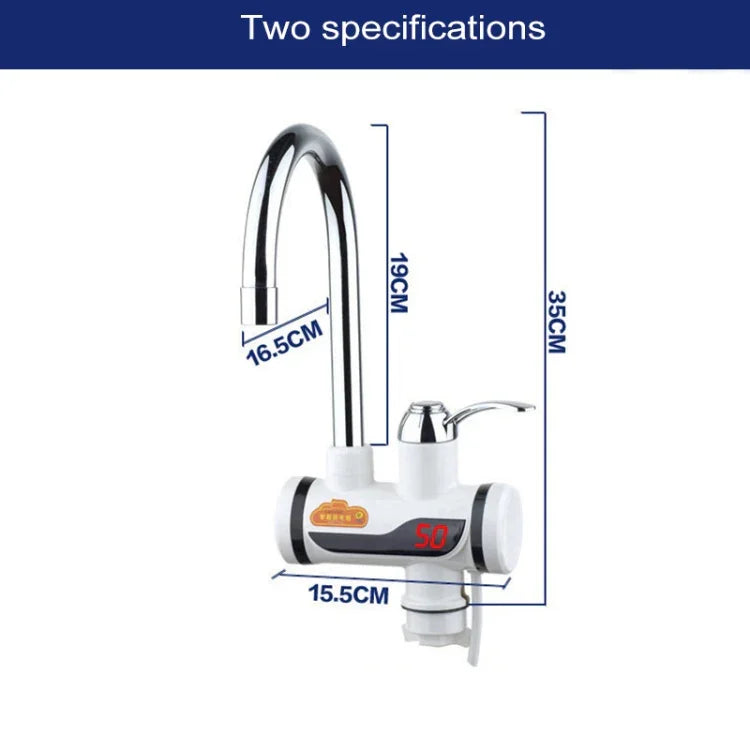 Robinet électrothermique rotatif à chauffage rapide 3s avec voyant, 220V, Taille : L, voyant / Taille : L