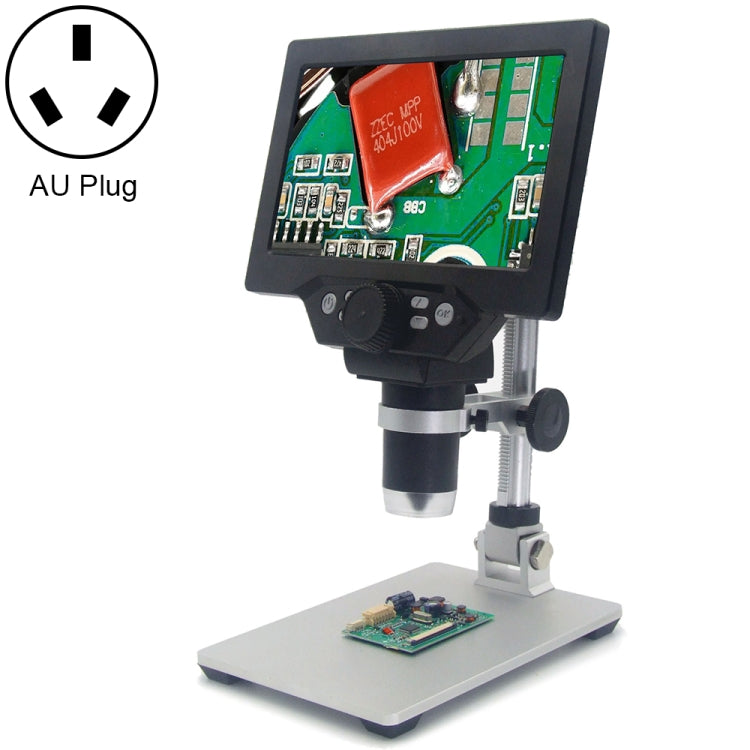 Microscope électronique numérique de bureau portable G1200 avec écran LCD 7 pouces 1200X, prise AU, batterie lithium, prise AU, batterie lithium, prise EU, batterie lithium, prise UK, batterie lithium, prise US, batterie lithium