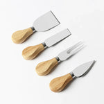 kn603 Lot de 4 couteaux à fromage en acier inoxydable avec manche en bois Outil de cuisson