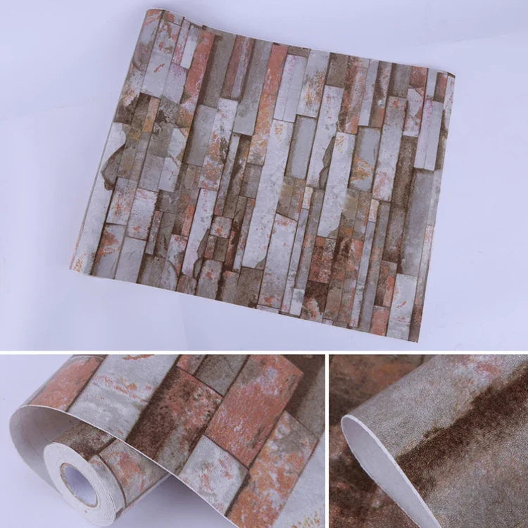 Papier peint autocollant décoratif créatif en brique de mica 3D, décoration murale étanche pour chambre et salon, rouleau de papier peint, taille : 45 x 1000 cm, brique de mica