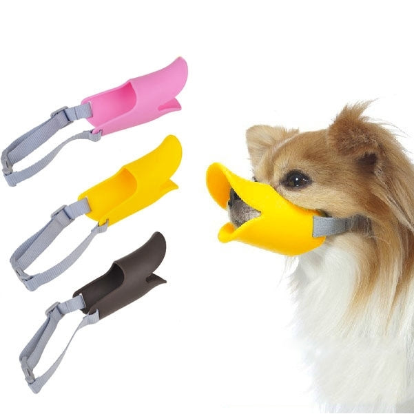 Muselière en silicone en forme de bec de canard pour chien, taille M, café, rose, jaune