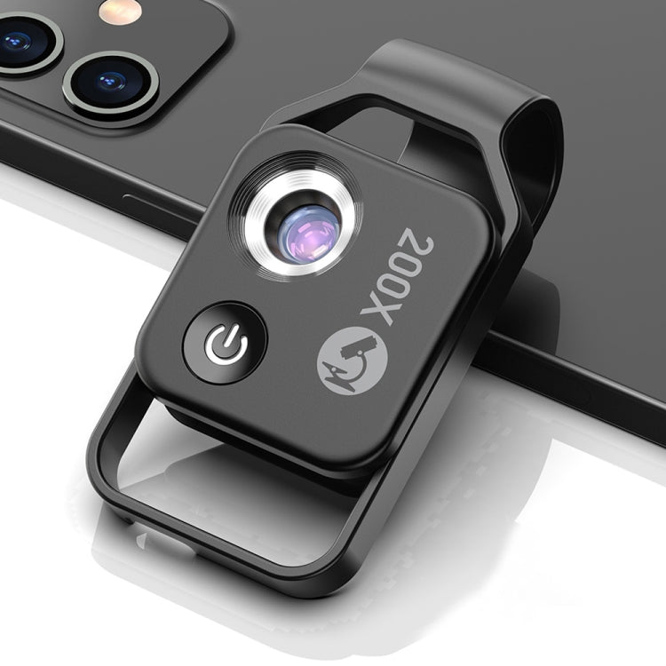 APEXEL APL-MS002BK Microscope 200X HD Universel Portable pour Téléphone Mobile avec Lumière LED, APL-MS002BK