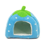 Nid pour animaux de compagnie pliable en forme de fraise, en peluche courte, taille M, rouge, rose, bleu, violet