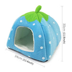 Nid pour animaux de compagnie pliable en forme de fraise, en peluche courte, taille M, rouge, rose, bleu, violet