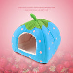 Nid pour animaux de compagnie pliable en forme de fraise, en peluche courte, taille M, rouge, rose, bleu, violet