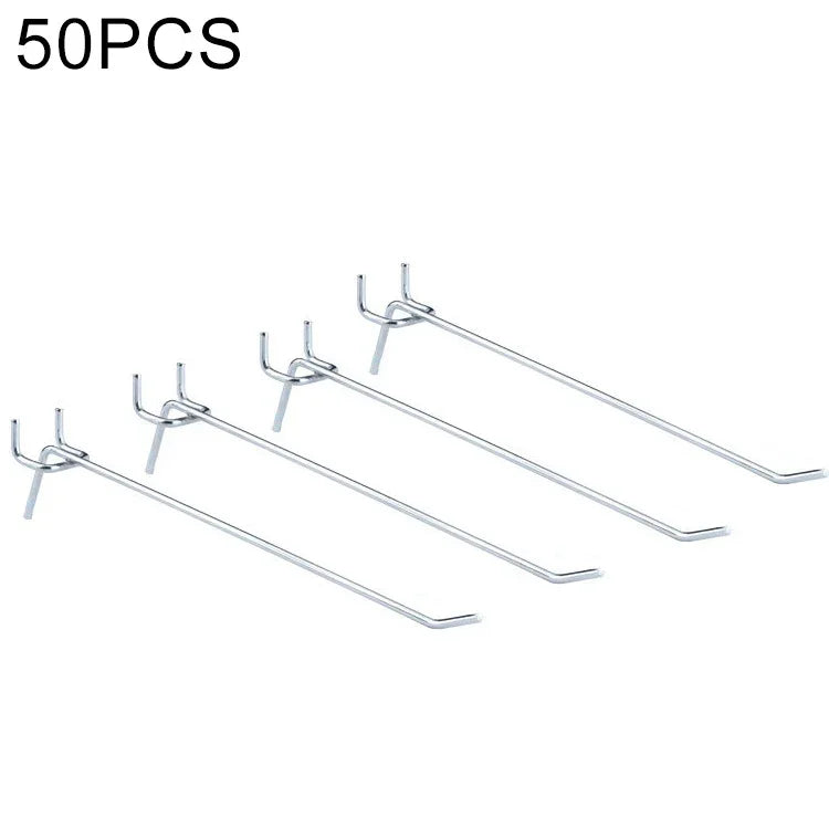 10 crochets pour panneau perforé de supermarché ou de magasin de vêtements, plaque perforée pour étagère, pas des trous : 2,5 cm, longueur : 20 cm, diamètre du fil : 3,3 mm, longueur : 20 cm
