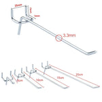 10 crochets pour panneau perforé de supermarché ou de magasin de vêtements, plaque perforée pour étagère, pas des trous : 2,5 cm, longueur : 20 cm, diamètre du fil : 3,3 mm, longueur : 20 cm