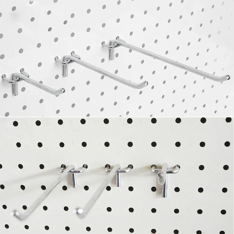 10 crochets pour panneau perforé de supermarché ou de magasin de vêtements, plaque perforée pour étagère, pas des trous : 2,5 cm, longueur : 20 cm, diamètre du fil : 3,3 mm, longueur : 20 cm