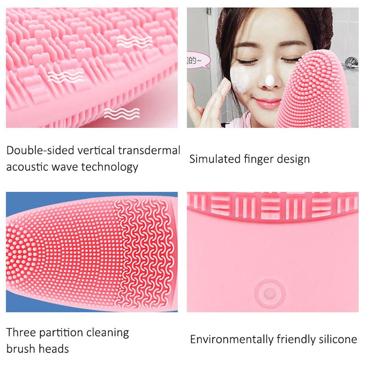 CNaier AE-618 Nettoyant facial électrique pour soins de la peau à ondes acoustiques en silicone alimenté par batterie, AE-618(Orange), AE-618(Rose), AE-618(Vert), AE-618(Bleu)
