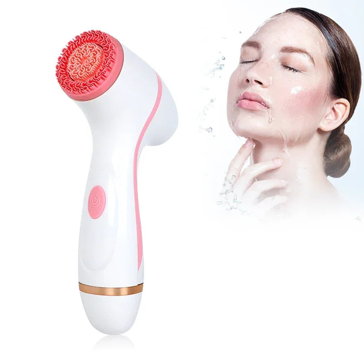 CNaier AE-868 Nettoyant Visage Électrique en Silicone à Vibrations Ultrasoniques et à Piles, AE-868(Rose), AE-868(Bleu)