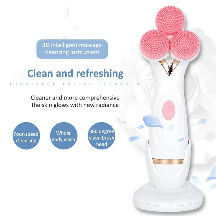 CNaier AE-878 Nettoyant Facial Électrique en Silicone, rechargeable par USB, pour le soin de la peau, AE-878 (rose), AE-878 (bleu)