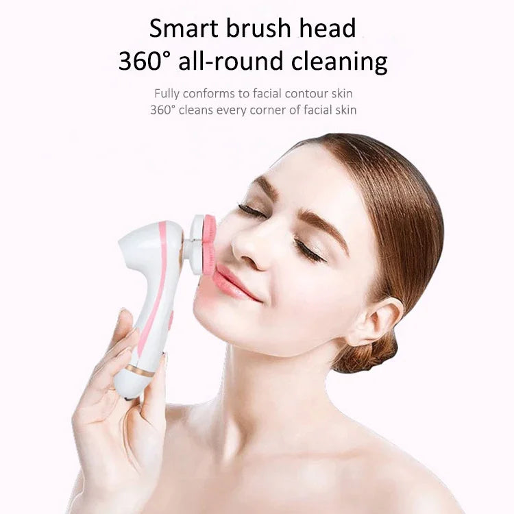 CNaier AE-878 Nettoyant Facial Électrique en Silicone, rechargeable par USB, pour le soin de la peau, AE-878 (rose), AE-878 (bleu)