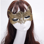 Masque de bal masqué Halloween Danse Sexy Femme Bronzing Dentelle Masque Roi Chat, Roi Chat Bronzing