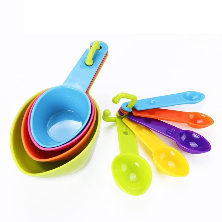kn7600 Ensemble de 9 cuillères et tasses à mesurer en plastique pointues et colorées 9 en 1 pour la cuisson