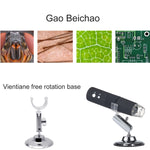 Loupe 50X~1000X avec capteur d'image HD 1920x1080P microscope numérique USB WiFi avec 8 LED et support professionnel