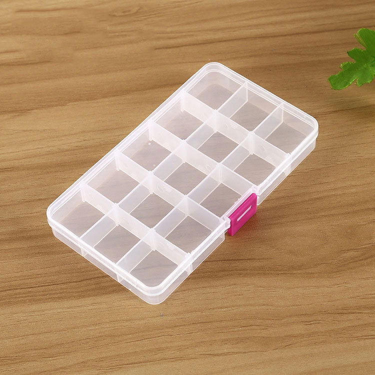 Removable Grid Plastic 15 Slots Box Organizer for Jewelry Earring Fishing Hook Small Accessories, 15 Slots (White+Pink), 15 Slots (Purple+Blue), 15 Slots (Baby Blue+Blue), 15 Slots (White+Blue)