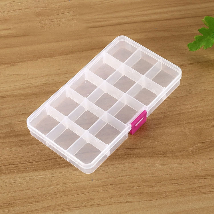 Removable Grid Plastic 15 Slots Box Organizer for Jewelry Earring Fishing Hook Small Accessories, 15 Slots (White+Pink), 15 Slots (Purple+Blue), 15 Slots (Baby Blue+Blue), 15 Slots (White+Blue)