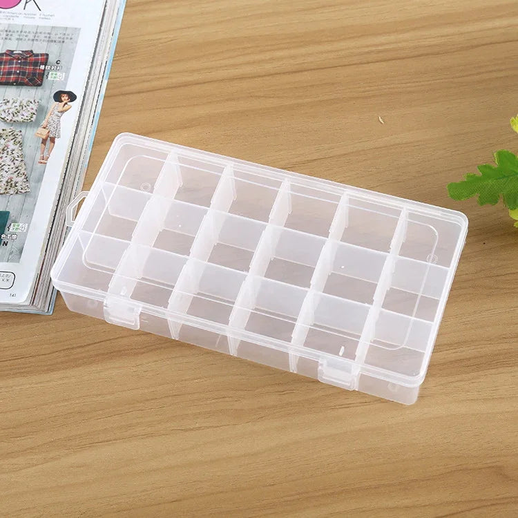 Boîte de rangement en plastique avec 18 compartiments amovibles pour bijoux, boucles d'oreilles, hameçons, petits accessoires, 18 emplacements