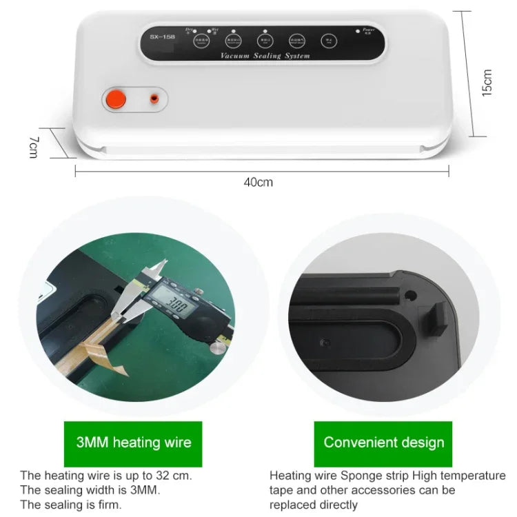 Machine d'emballage sous vide alimentaire domestique et commerciale, scelleuse plastique, prise EU, Alimentaire prise EU (Noir), Alimentaire prise EU (Blanc)