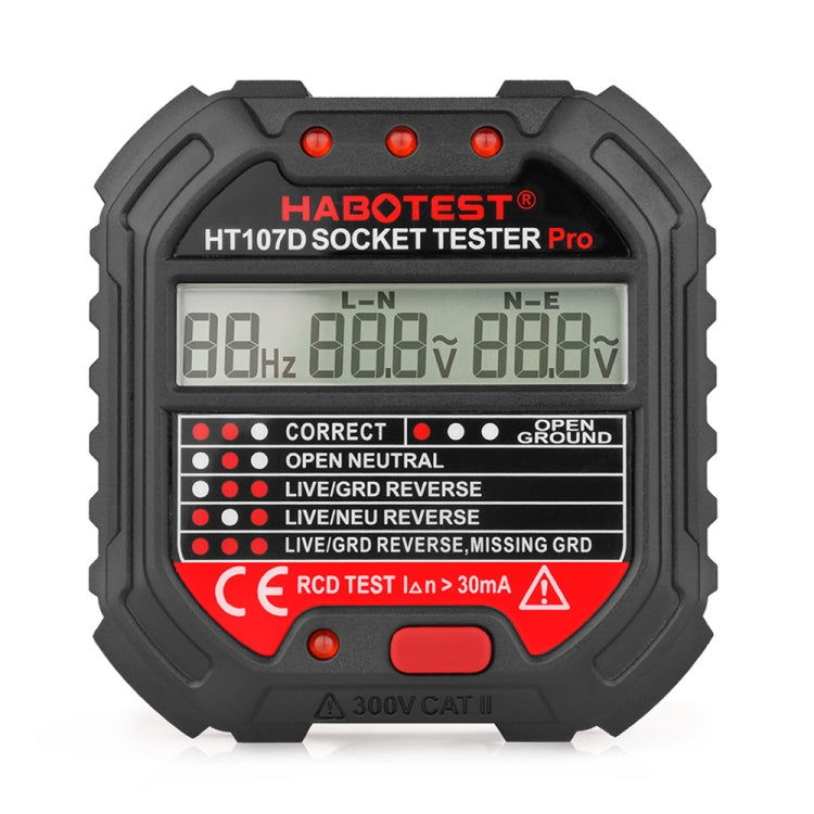 Testeur de prise à affichage numérique multifonction HABOTEST HT107D, HT107D (prise US), HT107D (prise UK), HT107D (prise EU)