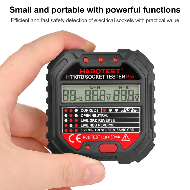 Testeur de prise à affichage numérique multifonction HABOTEST HT107D, HT107D (prise US), HT107D (prise UK), HT107D (prise EU)