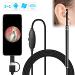 i96 Endoscope Auriculaire USB 3 en 1, Caméra d'Inspection HD 0.3MP, Cuillère Visuelle pour Téléphones Android OTG, PC et MacBook, Câble de 1,85 m, Noir 3 en 1 0.3MP