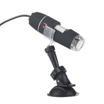 Microscope numérique USB 2 en 1 avec grossissement 1600X, capteur d'image HD 0,3MP, 8 LED et support professionnel, 1600X