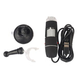 Microscope numérique USB 2 en 1 avec grossissement 1600X, capteur d'image HD 0,3MP, 8 LED et support professionnel, 1600X